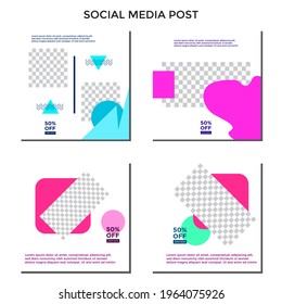SET SALE OFFERS AND PROMOTION SOCIAL MEDIA POST TEMPLATE BANNER DESIGN.COLORFUL FLAT COLOR BACKGROUND VECTOR. GOOD FOR SOCIAL MEDIA POST, COVER , POSTER 