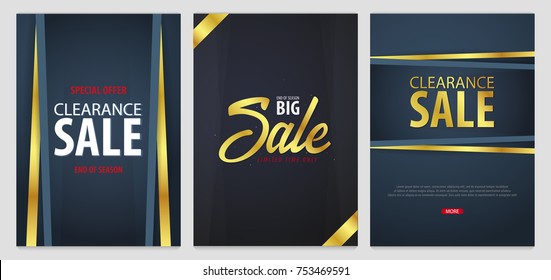 Set of Sale posters or Flyers design. Discount background for the online store, shop, promotional leaflet, poster, banner. Vector illustration