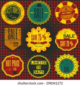 Set of sale price discount retro vintage badges, ribbons and labels hipster