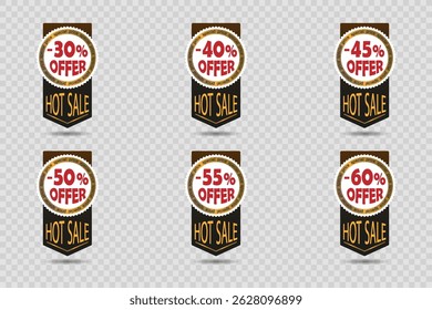 Set of sale price tags, discount only today, banner, sticker, decal.