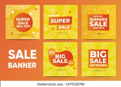 Set of sale promo banner full color