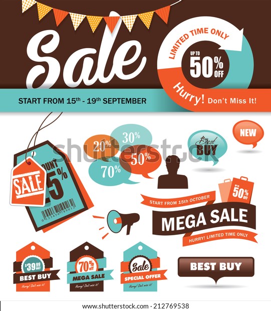 Set Sale Promotion Design Elements Stock Vector (Royalty Free