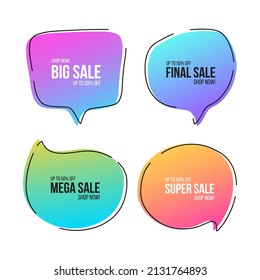 Set of sale promotion speech bubbles. Commercial signs for business, shopping, marketing and advertising. Vector illustration.