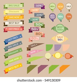 Set sale retro ribbons and banners vector