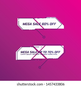 Set of Sale Signs, Posters, Cards. Vector. Digital callouts titles. Set of flat vector geometrical vintage warm color banners.