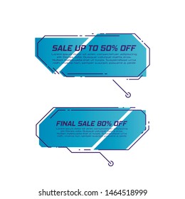 Set of Sale Signs, Posters, Cards. Vector. Digital callouts titles. Set of flat vector geometrical vintage warm color banners.