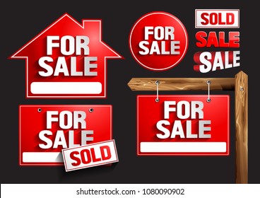 Set for sale Signs, Symbols vector illustration.