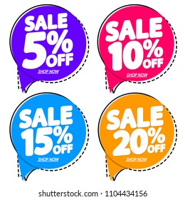 Set Sale speech bubble banners, discount tags design template, app icons, vector illustration