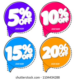 Set Sale speech bubble banners, discount tags design template, app icons, vector illustration