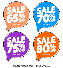 Set Sale speech bubble banners, discount tags design template, app icons, vector illustration