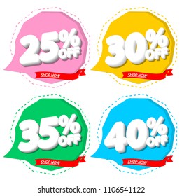 Set Sale speech bubble banners, discount tags design template, app icons, vector illustration