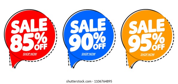 Set Sale speech bubble banners, discount tags design template, app icons, vector illustration