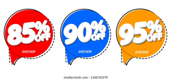 Set Sale speech bubble banners, discount tags design template, app icons, vector illustration