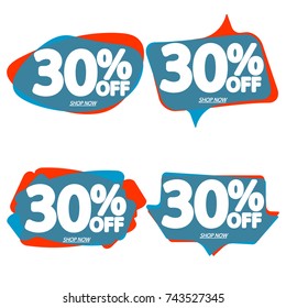 Set Sale speech bubble banners, discount tags 30% off, elements design template, app icon, vector illustration