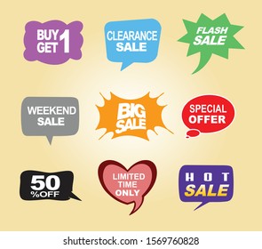 Set of Sale Speech Bubble Vector