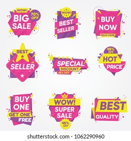 Set of Sale Sticker. Best Quality .Sale Banners,Labels And Stickers and more. Vector Illustration