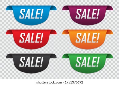 Set of sale sticker label. Promotion labels in different colors with shadow