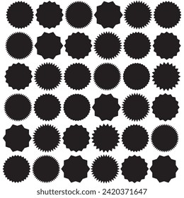 Set of sale sticker, price tag, starburst, quality mark, sunburst badges, retro stars. Modern elements swiss style figures stars flowers circles eps10