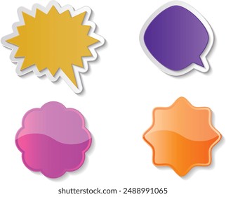 Set of sale sticker, price tag, quality mark, starburst, sunburst badges. Design elements. Flat vector illustration isolated on white background,  best for sale sticker, price tag, quality mark.