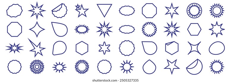 Set of sale sticker, price tag, starburst, quality mark, sunburst badges, retro stars. Flat vector design elements. Starburst speech bubbles or attention grabber. Vector illustration. EPS 10