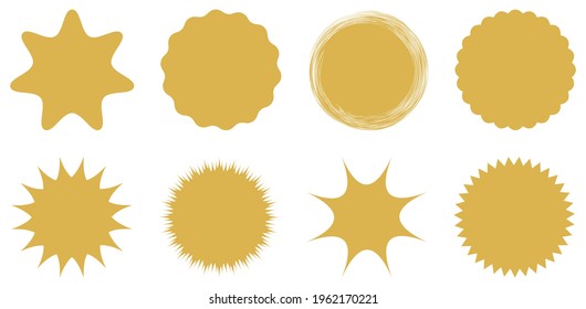 Set of sale sticker vector symbols in gold on a white isolated background.