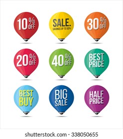 Set of Sale Stickers Fine Colors
