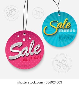 Set of sale stickers with place for your text. Clearance sale and special discounts. Vector illustration.