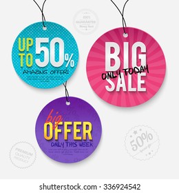 Set of sale stickers with place for your text. Clearance sale and special discounts. Vector illustration.