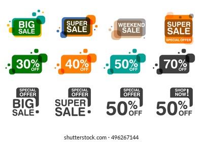 Set of sale stickers for shopping, promotions, website and website badges