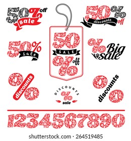 Set of sale symbol and design elements. Vector.