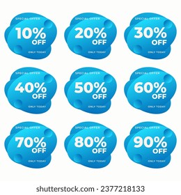 SET SALE TAG BADGE TEMPLATE GRADIENT COLOR DESIGN. OFFER WITH DIFFERENT DISCOUNT FROM 10, 20, 30, 40, 50, 60, 70, 80, 90 PERCENT OFF.MODERN DESIGN VECTOR FOR YOUR BUSINESS