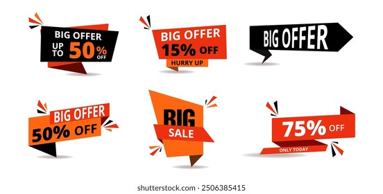 Set of Sale Tag, Sale, Discount and Special Offer, Colorful Banners, Collection of Discount Label, Offer Tag Sale Sticker, Design for Advertising and Promotion, Vector