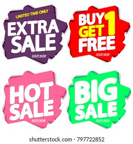 Set Sale tags, banners design template, discount app icons, vector illustration