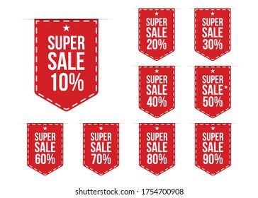 Set of sale tags. bookmark discount stickers pack. vector illustration