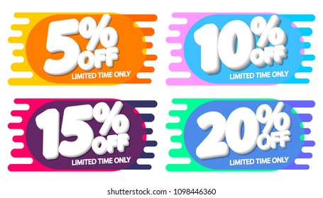 Set Sale tags, bubble banners design template, app icons, vector illustration
