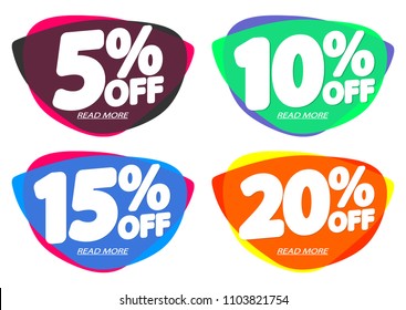 Set Sale tags, bubble banners design template, app icons, vector illustration