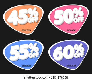 Set Sale tags, bubble banners design template, app icons, vector illustration