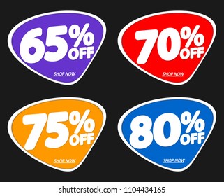 Set Sale tags, bubble banners design template, app icons, vector illustration