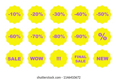 Set of sale tags for businesses