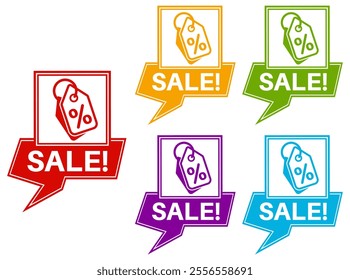 set Sale tags collection icon sign .Discount Sales labels design vector illustration