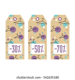 Set of sale tags. Different values discount. Vector