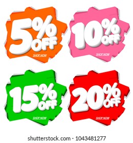 Set Sale tags, discount banners design template, app icons, vector illustration