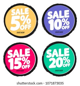 Set Sale tags, discount banners design template, app icons, vector illustration