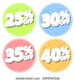 Set Sale tags, discount banners design template, app icons, vector illustration