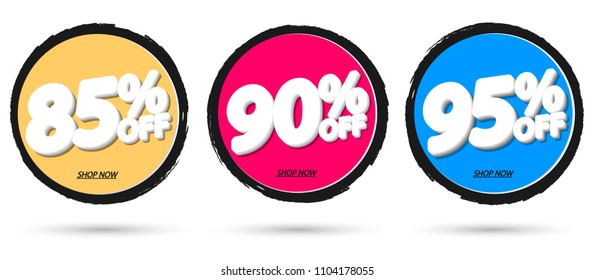 Set Sale tags, discount banners design template, app icons, vector illustration