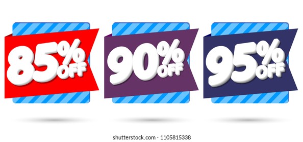 Set Sale tags, discount banners design template, app icons, vector illustration