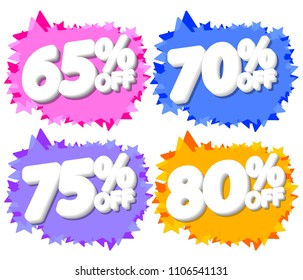 Set Sale tags, discount banners design template, app icons, vector illustration