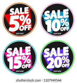 Set Sale tags, discount banners design template, app icons, vector illustration