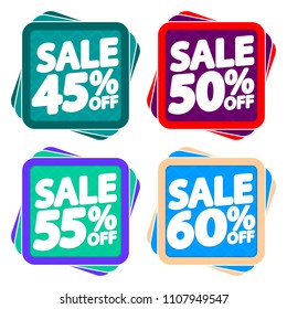Set Sale tags, discount banners design template, app icons, vector illustration
