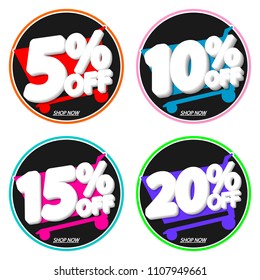 Set Sale tags, discount banners design template, app icons, vector illustration